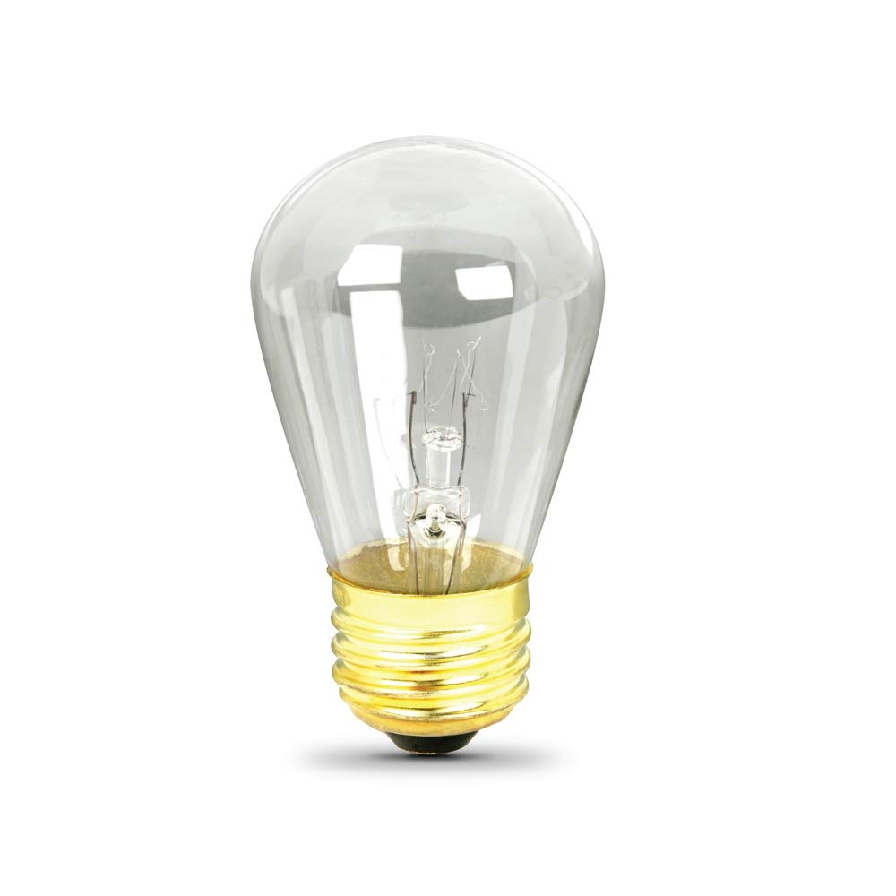 Feit Electric 11W S14 Incandescent String Light Bulb Replacement, 4 Pack, 2700K, Clear Glass, 40 Lumen