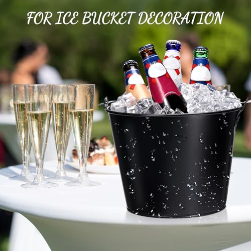 Zopeal 12 Pcs Metal Beer Buckets with Ice Shovels and Tongs Stainless Steel Ice Bucket with Handle Round Pails for Summer ...