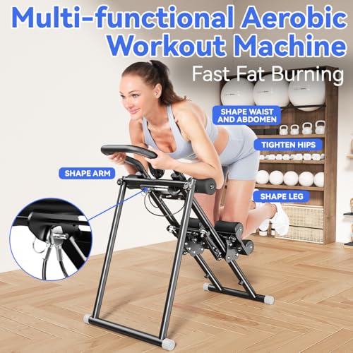 Stair Stepper & Ab Machine by SEWD, 2-in-1 Cardio Workout Equipment with Adjustable Handlebar & Large Pedals, 90% Pre-Asse...