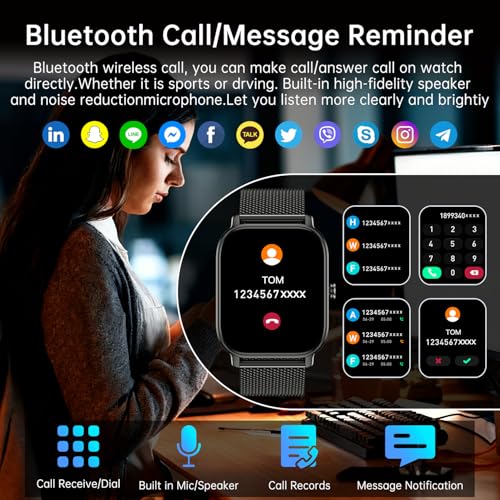 Smart Watch for Men Women Fitness: Running Make Answer Call Digital Mens Watches Waterproof Smartwatch for Android Phone i...