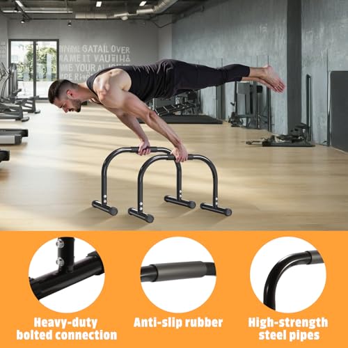AmazeFan Parallettes Bars, High Steel Push Up Bar Strength Training For Handstands, Calisthenics Bars & Dip Bars, Calisthe...