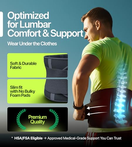 Elastic Lumbar Support Belt for Women & Men - The Most Effective Adjustable Back Brace for Herniated Disc Pain Relief, Hea...