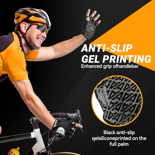 Aprilfrog Bike Cycling Sports Gloves: Half Finger Bicycle Gloves for Men Women with 5MM Gel Pad - Anti-Slip Exercise Worko...