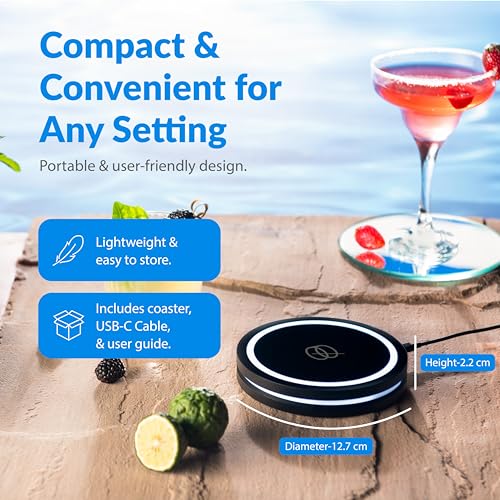 Barsys Smart Coaster 2.0 (Black) – Portable Cocktail Maker & Drink Mixer, App-Enabled Home Bartender Machine with 1000+ Re...