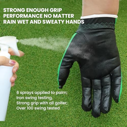 FINGER TEN Men’s Golf Glove Left Hand Right Handed Golfer Rain Grip 1 Pack, Durable Fit for Hot Wet All Weather Small Medi...