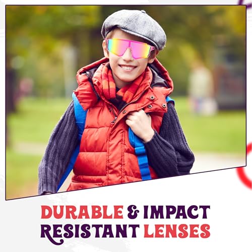 Yogo Vision Kids Sports Sunglasses Youth Lightweight Baseball Sun Glasses UV400 Protection Sport Frame Shades for Boys Girls