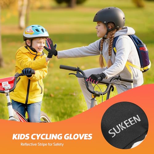 Sukeen Kids Winter Gloves, Touchscreen Anti-Slip Kids Cycling Gloves for Kids Boys Girls, Lightweight Boys Gloves for Runn...