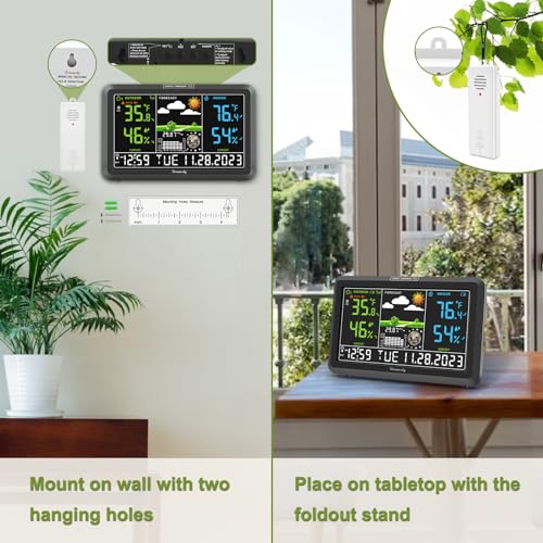 DreamSky Weather Station Indoor Outdoor Thermometer Wireless with Digital Atomic Clock for Home, Large Display with Dimme...