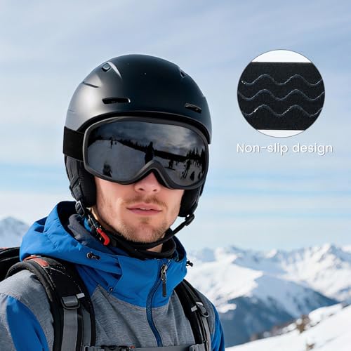 VEWOE Ski Goggles OTG for Men Women, Anti-Fog Snowboard Goggles UV400 Protection Snow Goggles for Adult Youth