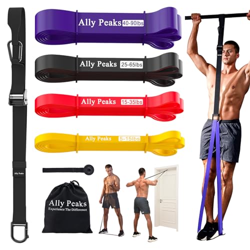 Ally Peaks Pull Up Assistance Bands，Heavy Duty Resistance Band for Pull Up Bar，Adjustable Weight/Size with Fabric Feet/Kne...
