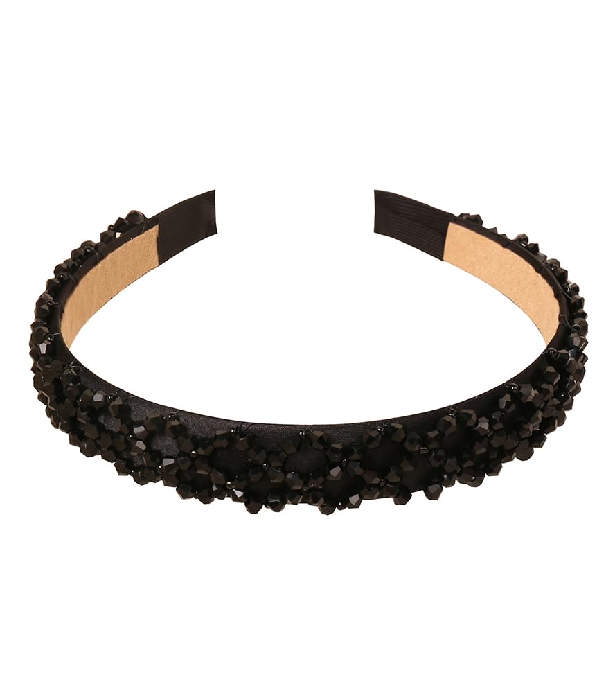 YARN & INK Women's Crystal Diamond Beaded Headbands Non Slip, Fashion Headband Cute Bling HairBand Hair Accessories Vintage for