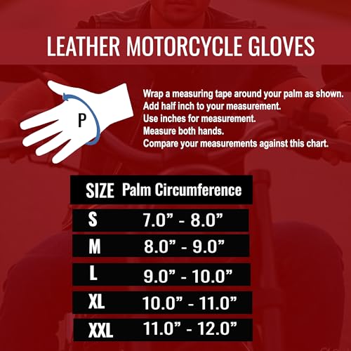 Jackets 4 Bikes Motorcycle Leather Gloves for Men Women - Touch Screen, Gel Padding, Knuckle & Palm Protection, Motorbike ...