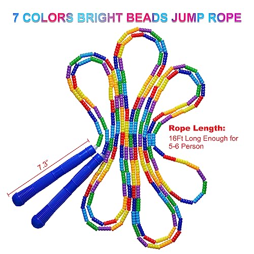 Newbyst Long Double Dutch Jump Rope 16 Ft 2 Pack, Soft Beaded Skipping Ropes for Kids Adults, Plastic Segmented Jump Rope ...