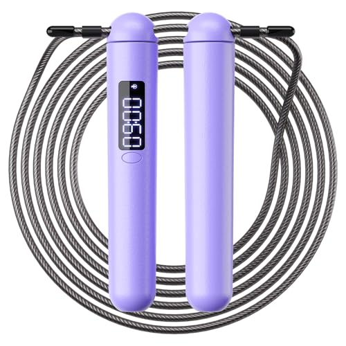 ACHDOFITS Smart Jump Rope with Counter - Adjustable High Speed Skipping Rope for Adults, LED Display with 4 Modes, Calorie...