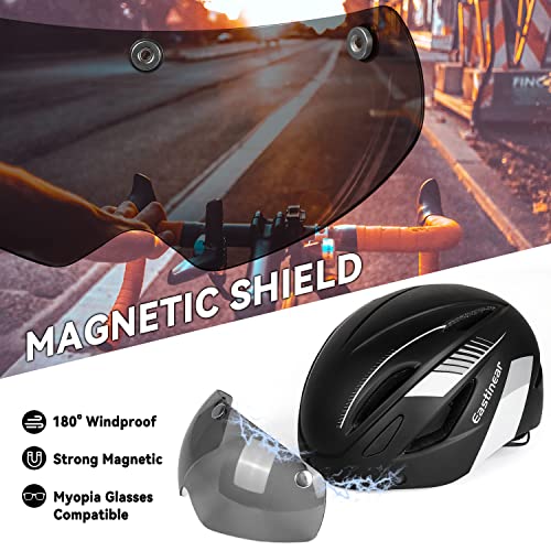 EASTINEAR Adults Bike Helmet Magnetic Goggle Cycling Helmet with USB Rechargeable Taillight for Men Women Mountain & Road ...
