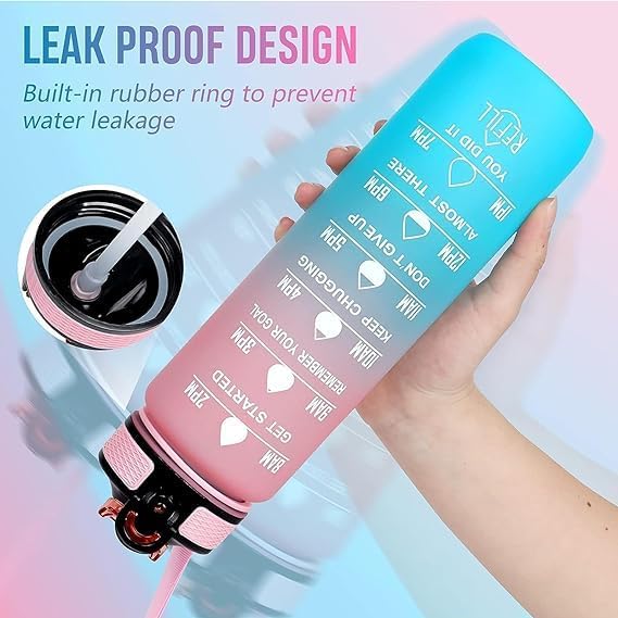 Promoted To Grandma 32 OZ Drinking Water Bottle with Times to Drink and Straw, Motivational with Carrying Strap, Leakproof BPA & Toxic Free, Ensure You Drink Enough Water for Fitness Outdoor
