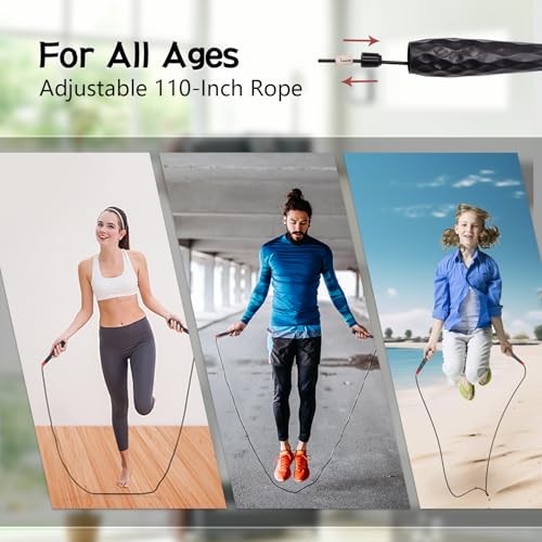 FEELCAT Jump Rope with Ball Bearings, 3mm Steel Speed Rope for Double Unders, Tangle-Free 9.2 Ft Adjustable Lightweight Sk...
