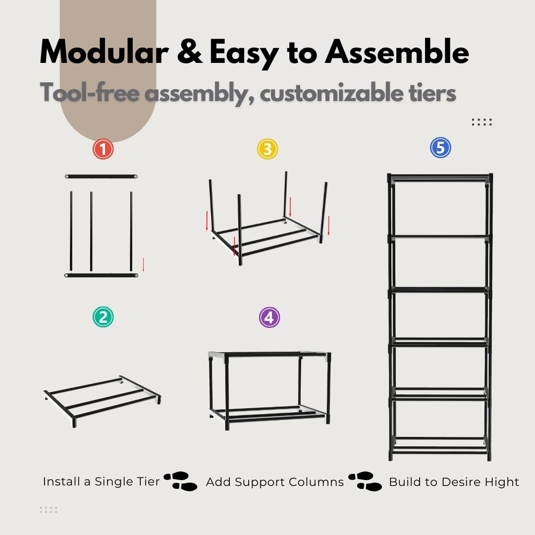 Razzi Fidel 9-Tier Modular 3D Printer Filament Storage Rack, High-Strength Carbon Steel Spool Holder & Organizer, Holds 54 Spools(1kg), Space-Saving, Customizable, Tool-free Assembly