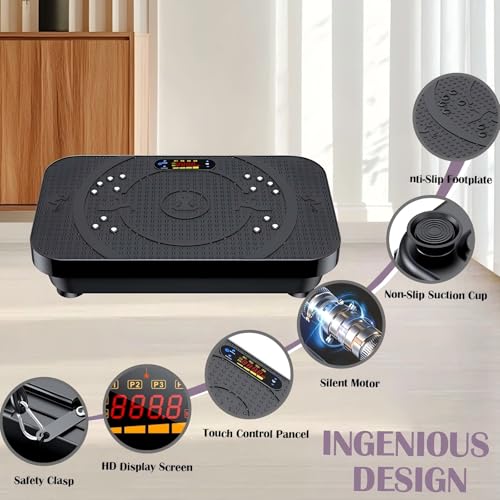 PBYRD Vibration Plate Exercise Machine -Full Body Shaker with Auto Mode, Acupressure Massage & Silicone Pedal, for Lymphat...