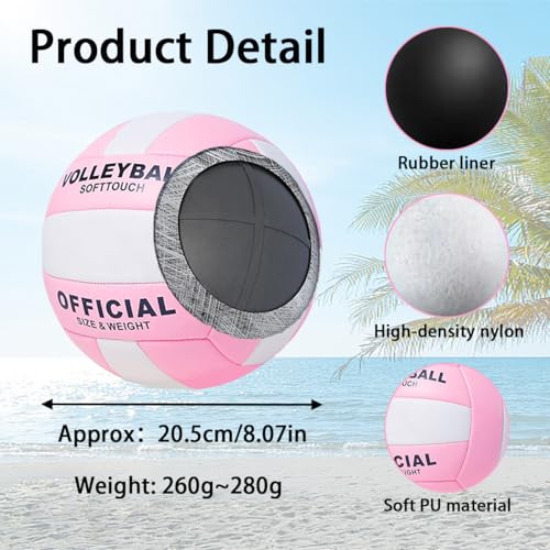 ZLY Volleyball,Official Size 5 Volleyballs for Indoor Outdoor,Soft Touch Volleyballs for Beach Play Pool Training Game wit...