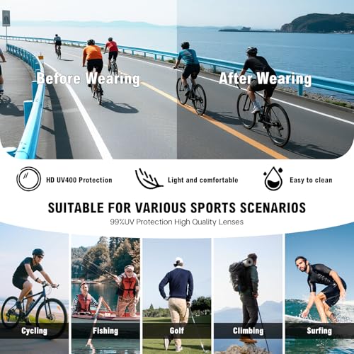 MALIDAK Sports Sunglasses for Mens Women Youth Baseball Sunglasses UV400 Protection Men Cycling Glasses