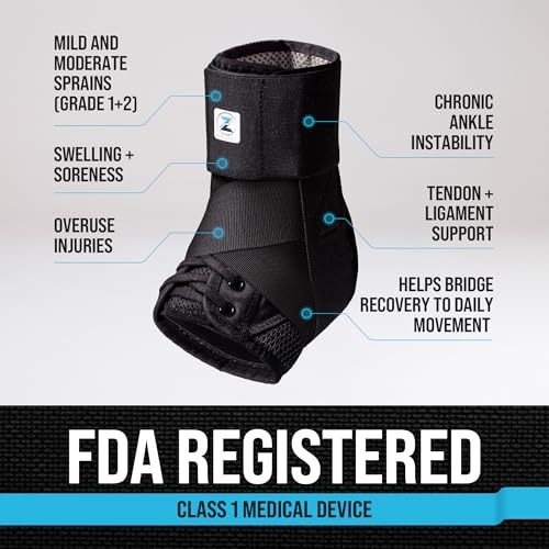 Z ATHLETICS Ankle Brace for Women & Men - Lace Up Adjustable Support with Side Stabilizers for Sprained Ankle, Achilles Te...