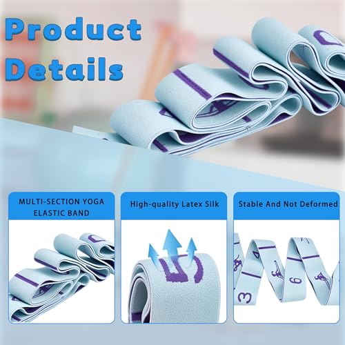 2PCS Elastic Yoga Stretching Strap with 12 Loops Stretch Resistance Exercise Bands for Yoga,Pilates,Dance,Rhythmic Gymnast...