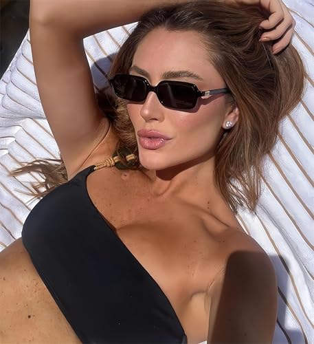 Colrea Retro Rectangle Sunglasses for Women Men Trendy Vintage Small Square Sun Glasses 90s Fashion Cute Sunnies CL010