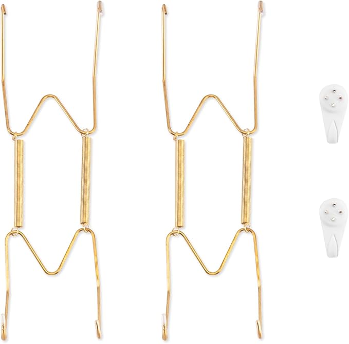 Bilillo 2 Pack Plate Hangers for The Wall, Suitable for 8-10 inch Decorative Plate, Stainless Steel Invisible Heavy Duty Wire Plate Holder with Wall Hooks, Plate Hangers for Displaying Plates