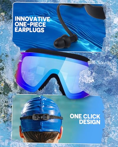 Zoomsnail Swim Goggles, Frameless Wide View Swimming Goggles, Anti-Fog Anti-UV No Leaking Pool Goggles for Men Women Adult