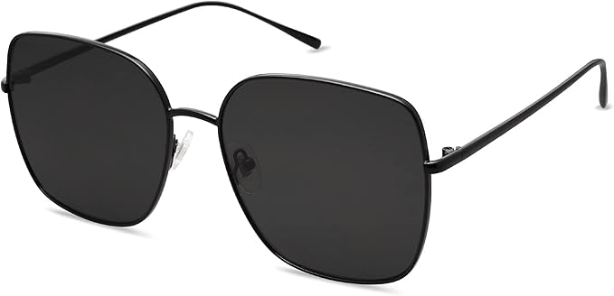 SOJOS Trendy Oversized Square Metal Frame Sunglasses for Women Men Retro Big Flat Lens UV Protection Sunglasses SJ1146
