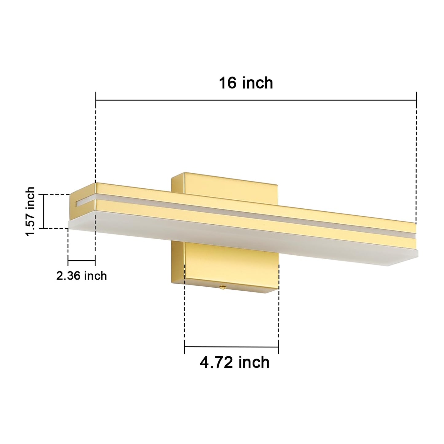 Sinerise 16-Inch Led Modern Bathroom Vanity Light Bar  Gold Modern Acrylic Bathroom Wall Lighting Fixtures Over Mirror (Cool White 6000K)