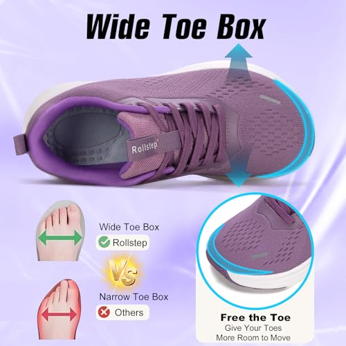 Rollstep Wide Toe Box Shoes Women Sneakers Extra Wide Width Arch Support Non-Slip Tennis Athletic Ultralight Running Shoes...