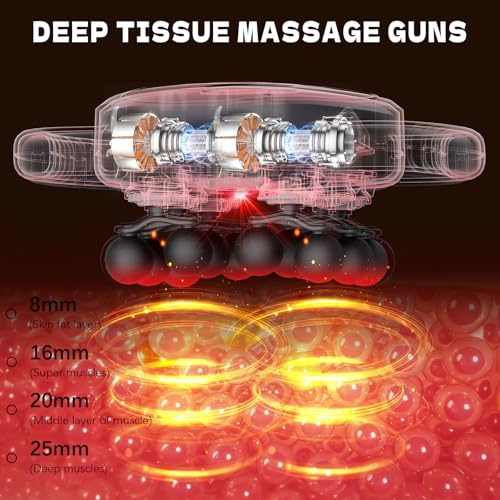 AdamPark 12-Head Massage Gun Set, Deep Tissue Back Massager Muscle Massager Tool Quiet Muscle Massage Gun for Full Body Mu...