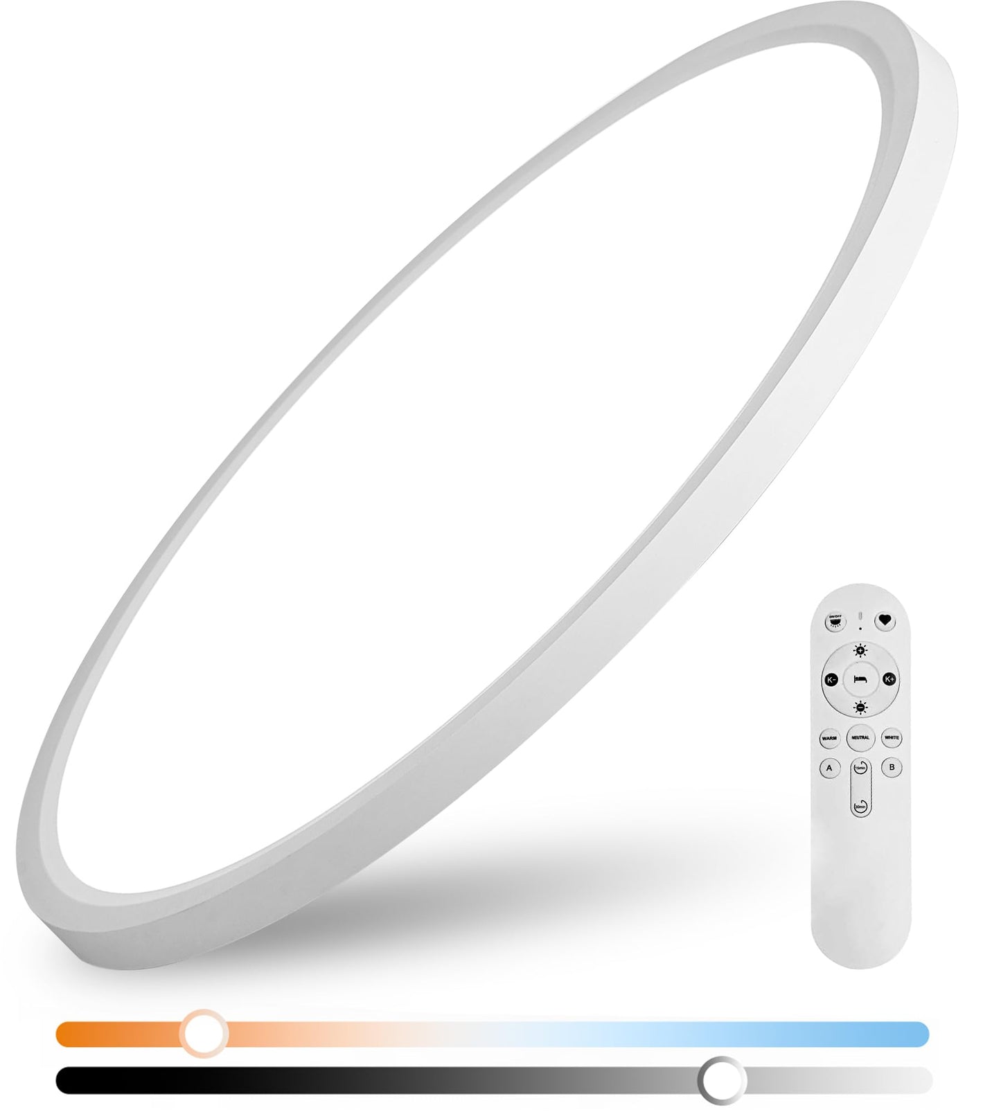 YELIOLED 20in LED Flush Mount Ceiling Light, 4200LM, Dimmable, Adjustable 2700K-6500K, Remote Control, White, Model LA-RC