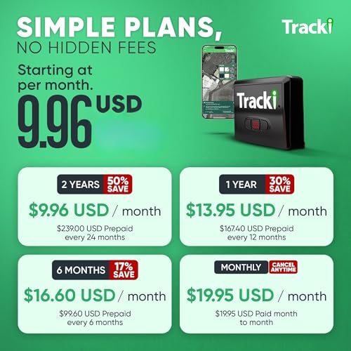 Tracki GPS Tracker for Vehicles – Real-Time 4G LTE Assets & Car Tracking Device with App, Magnetic Mount, Compact Design, ...