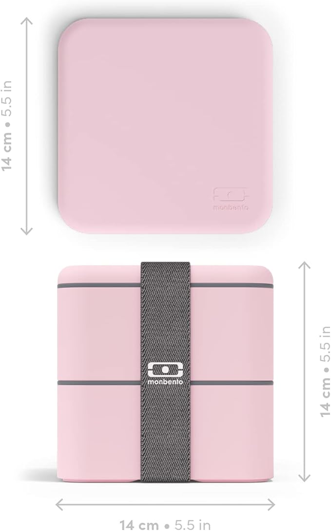 monbento - Large Bento Box MB Square Litchi with Compartments Made in France - Sustainable and Smart - Leakproof Lunch Box for Work and Meal Prep - BPA Free - Food Grade Safe - Pink