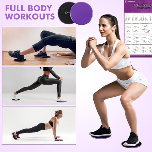 Goocrun Pilates Ring Set with Resistance Bands Set, Pilates Ball, Sliding Disks – Workout Equipment Home Gym Includes Comp...