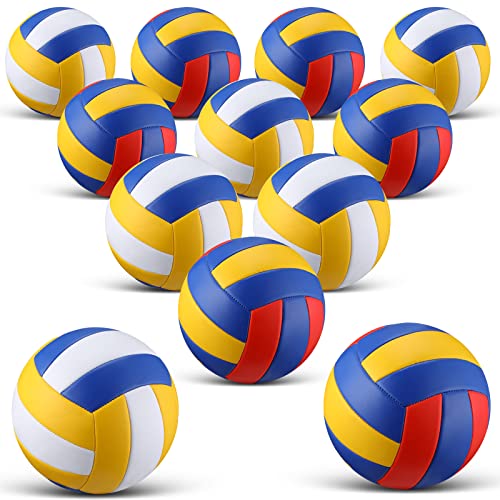 Jexine 12 Pcs Volleyball Official Size 5 Bulk Soft Volleyball with 2 Pump Outdoor Indoor Beach Volley Ball for Beach Play ...