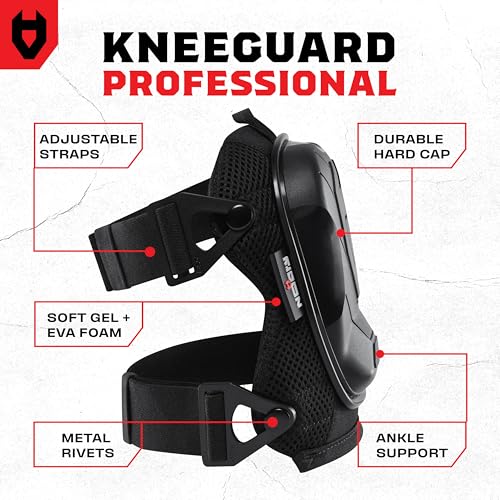 NoCry Professional Construction Knee Pads for Men and Women with Non-Slip Heavy Duty Cap and Ankle Support — Thick Foam an...
