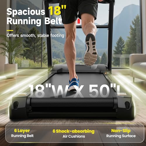 Treadmill with 15% Auto Incline 400lbs Capacity, 5.1HP Folding Treadmill Running Machine for Home with Safety Handle, 0.6-...