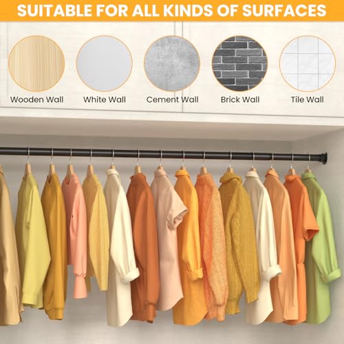 Closet Rods for Hanging Clothes, 17-84 Inch No-Cut Stepless Adjustable Closet Rod, 1.3 Inch Heavy Duty Metal Closet Hangin...