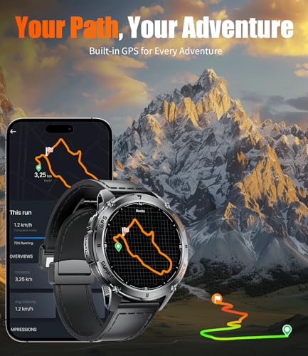 FOXBOX GPS Smart Watch for Men with LED Flashlight, 530mAh Extra Large Battery, 1.43'' AMOLED Military Smartwatch Answer/M...