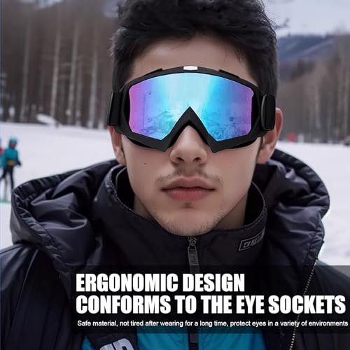 immoono Motorcycle Goggles with Face Mask, Windproof Dirt Bike Racing Ski Goggles Protective Safety Glasses with Balaclava