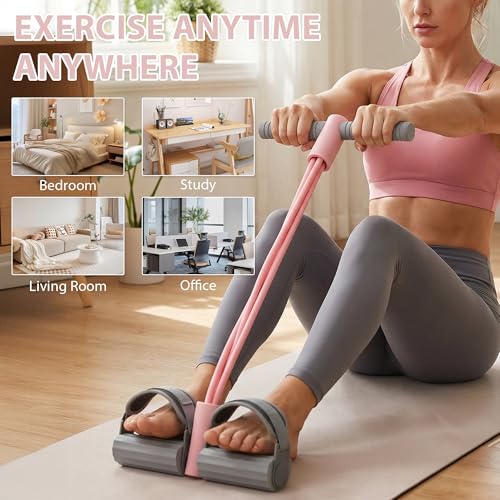 Adjustable Ankle Strap Resistance Band with Handle,0.4-inch Diameter Thick TPE Resistance Band 40-45lbs,Suitable for All W...