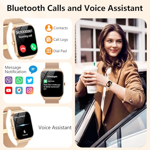 CASCHO Smart Watches for Women (Android/iOS), 1.85" HD Smart Watch with Calls/Messages/AI Voice Control, Sleep/Heart Rate,...