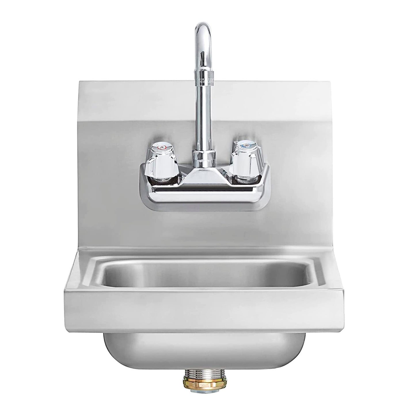 AmGood Stainless Steel Wall Mount Hand Sink 12" x 12" | NSF Commercial Hand Washing Basin with Faucet For Restaurant, Kitchen and Home | Bowl Size: 8" x 10"