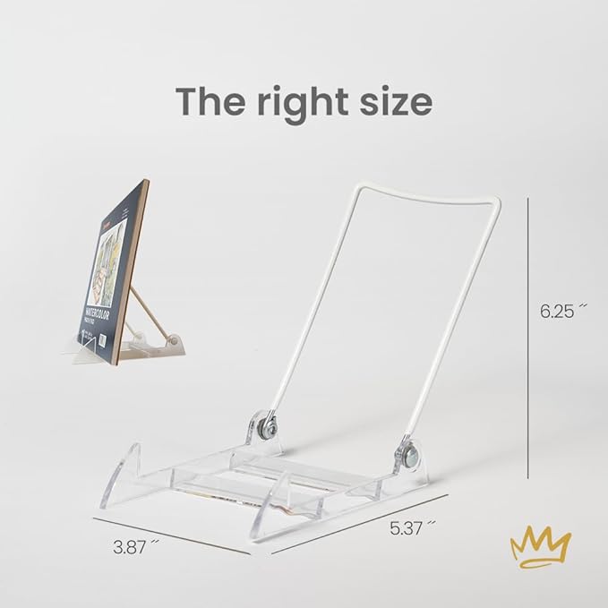 KINGDOM SOLUTIONS MADE IN USA 2-Pack Adjustable Acrylic Easels - Plate Stand - Sturdy Book Stand for Art, Pictures, Plates, Frames - Unique on the Market