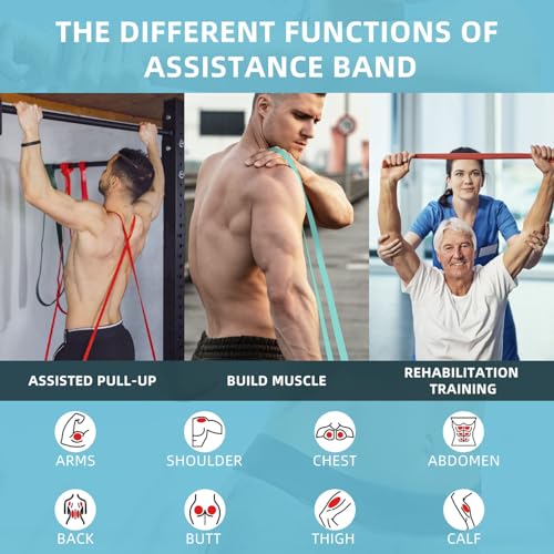 Resistance Bands, Pull Up Bands, Pull Up Assist Band Exercise Bands for Men & Women Working Out, Body Stretching, Physical...