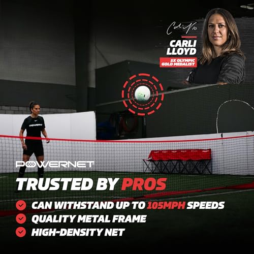 PowerNet Soccer Tennis Net, Portable Instant, Indoor Outdoor, Metal Collapsible Base Weighted, Durable Vertical Bow Posts,...